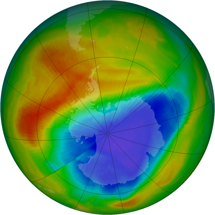 Antarctic ozone map for 14 October 1986